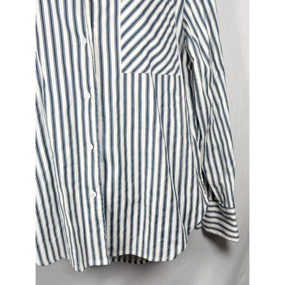 Reformation Will Oversized Shirt Savoy Stripe Womens M Blue Organic Cotton - Picture 6 of 12